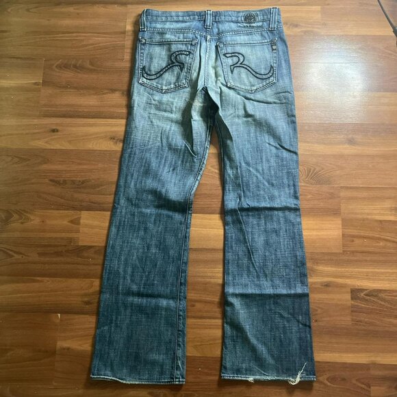 Rock & RepublicBlue Denim Straight Leg Jeans with Faded and Distressed Detail - Picture 3 of 8